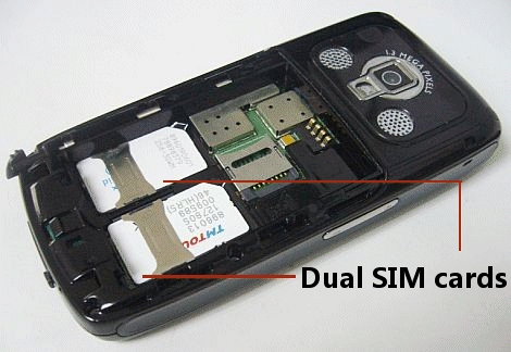 Example of Dual sim cards mobile