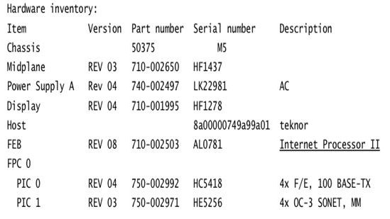 show chassis hardware command.