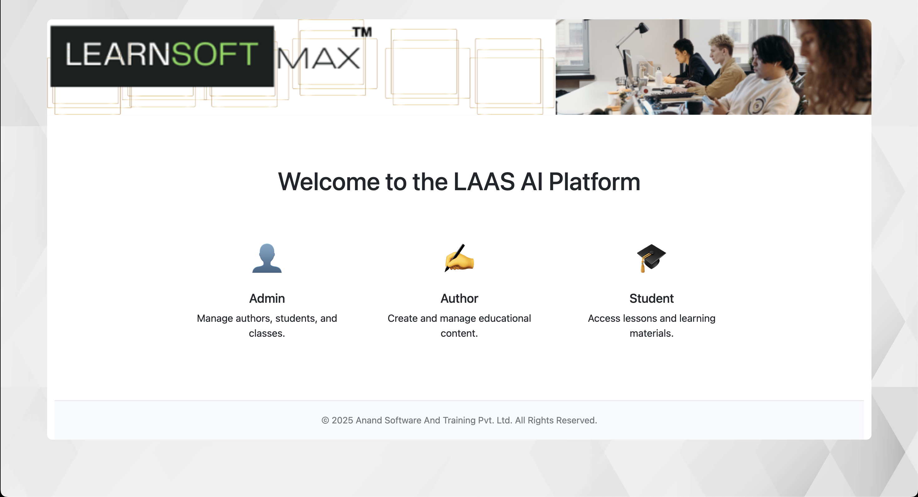 The central homepage of the LAAS AI Platform