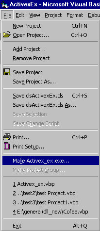 Developing an ActiveX EXE file, with an example step 5
