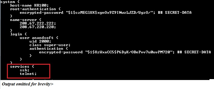srx configuration system services